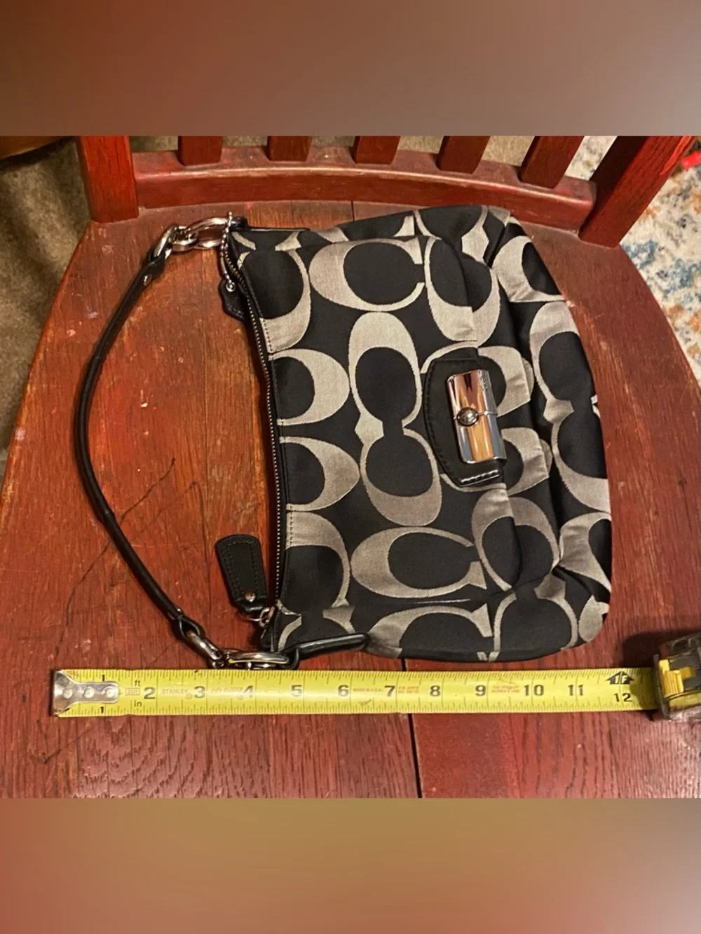 Vintage Coach Kristin Signature East West Bag Black Grey Y2K Indie Sleaze Retro - Picture 10 of 16